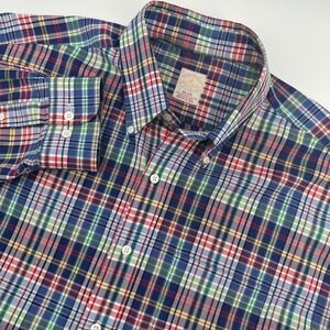 Brooks Brothers Golden Fleece Mens XL Plaid Egyptian Cotton Shirt Made in USA